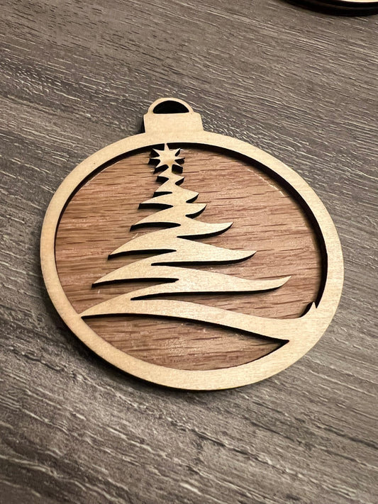 Christmas Tree w/Star Mahogany  Ornament