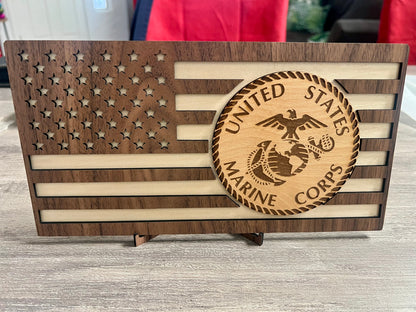 US Marine Corps Walnut Plaque