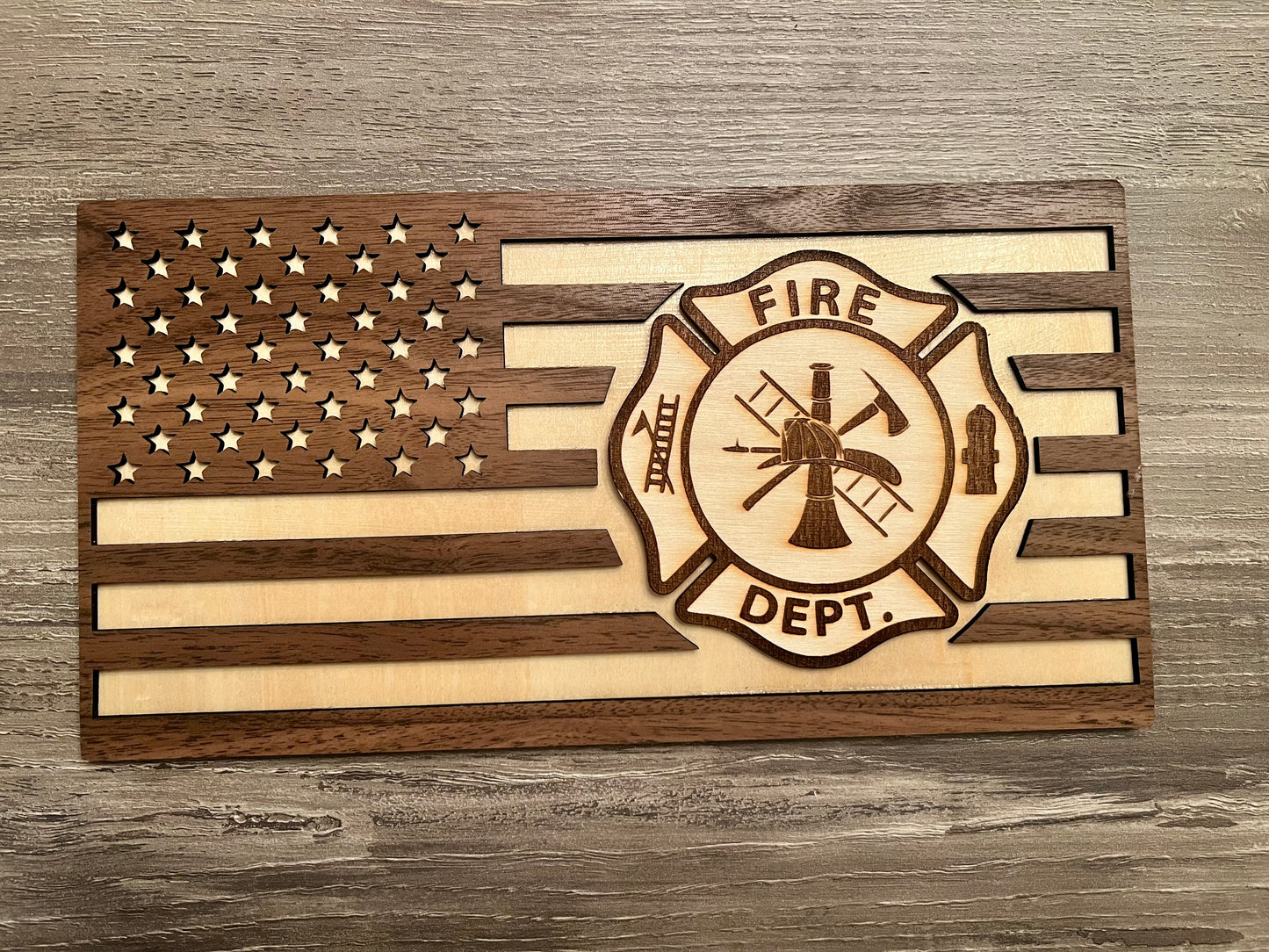 Customizable Fire Department Walnut Plaque