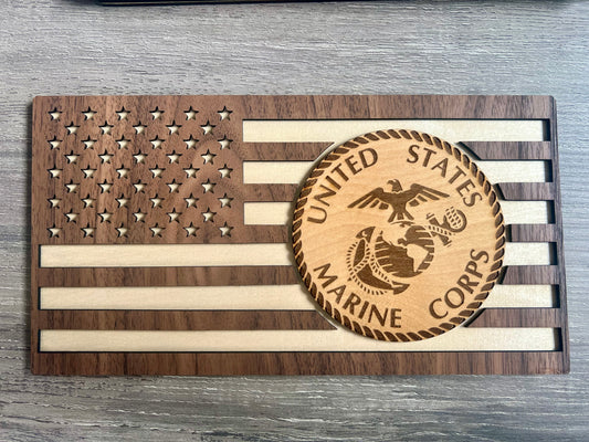 US Marine Corps Walnut Plaque