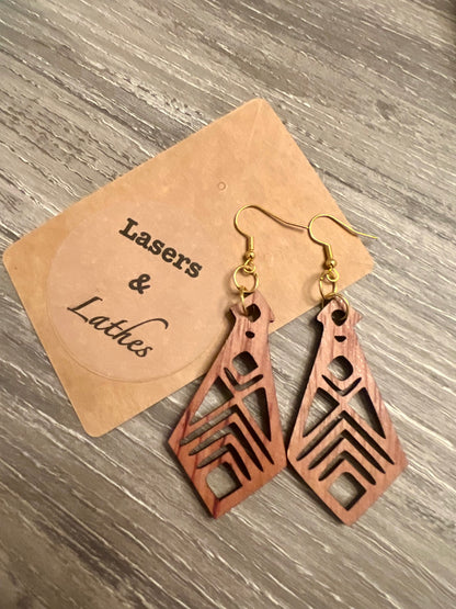 Diamond Hexagonal Walnut Earrings