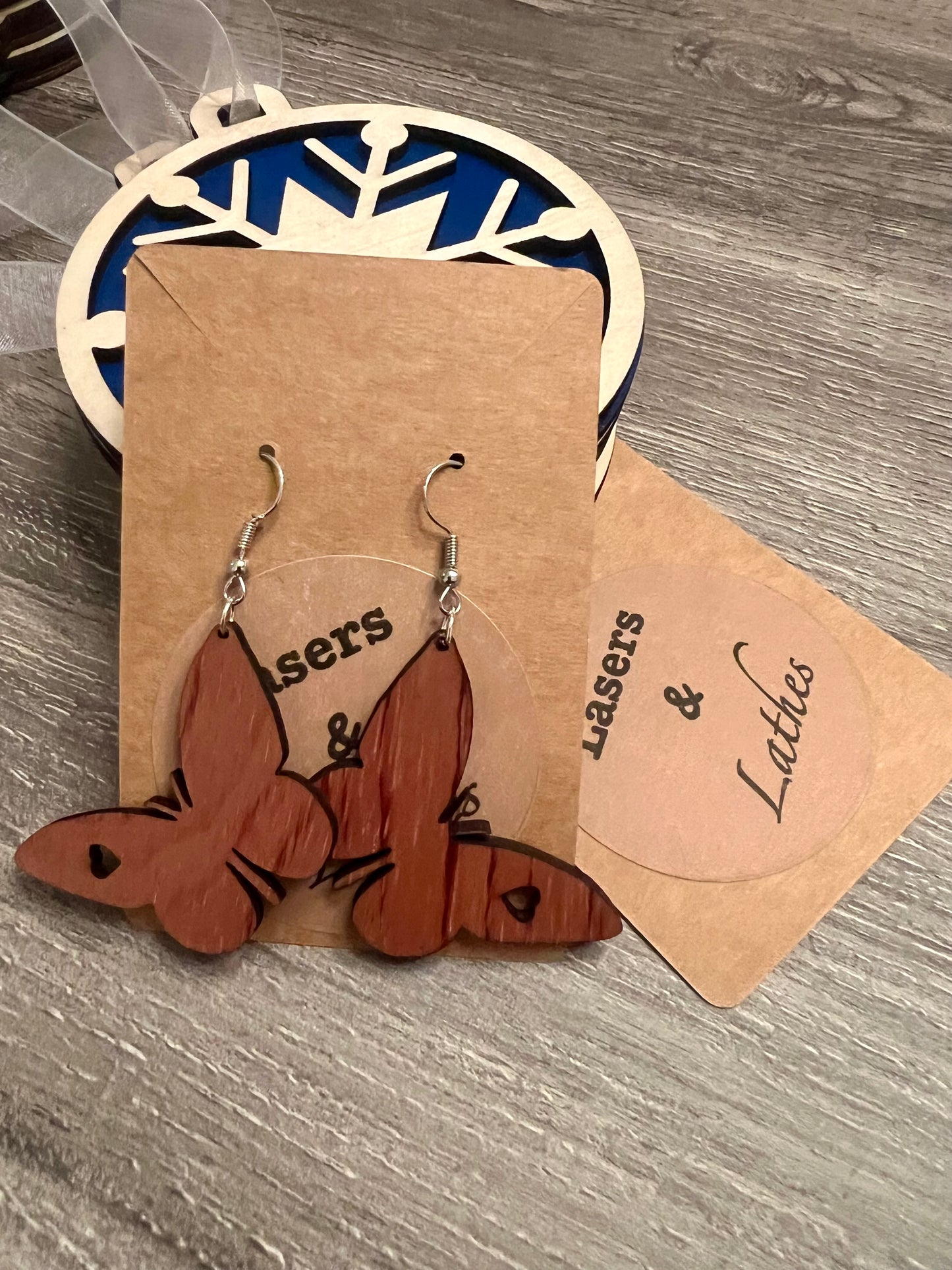 Butterfly Walnut Earrings