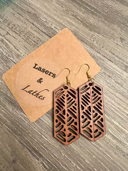 Geometric Walnut Earrings