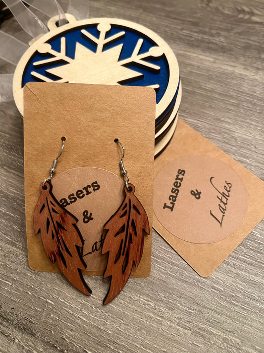 Feather Walnut Earrings